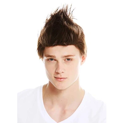 Immagine di WIG ME UP WL 3034 8 Parrucca Donna Uomo Corta Impertinente Cotonata Taglio Irochese Anni 80 Castano