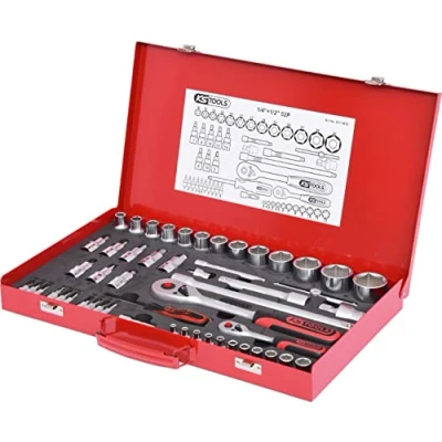 Immagine di KS Tools, Chiave a bussola + esagonale, Presa 1/4 +1/2 52 pz.