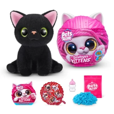 Immagine di Pets Alive Smitten Kittens Surprise, Lucky, Nurture Play, Soft Toy Unboxing, Interactive, 10 Sounds, Ultra Plushies, Adopt Electronic Pet Kitten (Lucky)