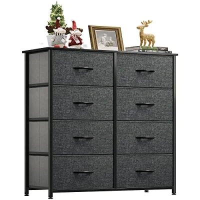 Immagine di YITAHOME Cassettiera in Tessuto, armadietto con 8 cassetti, per Corridoio vano contenitore tessuto soggiorno, camera da letto, cameretta dei bambini, grigio nero