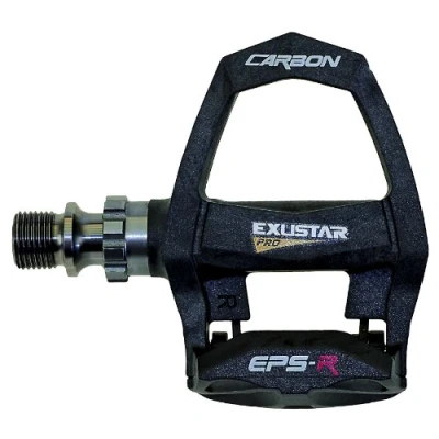 Immagine di clippless pedal, E PR200Ti, Road, carbon fiber nylon body, CNC machined titanium axle, LSL bushing &amp; sealed bearings, size 86 x 89 mm, in EXUSTAR box