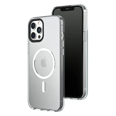 Immagine di RHINOSHIELD Clear Case Compatible with Magsafe for [iPhone 12 Pro Max] Superior magnetic, Advanced Yellowing Resistance, Crystal Clear, Protective and Customizable Phone Black Camera Rim