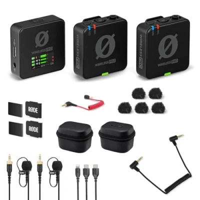 Immagine di Rode Wireless Pro Set microfono digitale a 2 canali senza fili + adattatore Keepdrum ADP07 TRRS TRS
