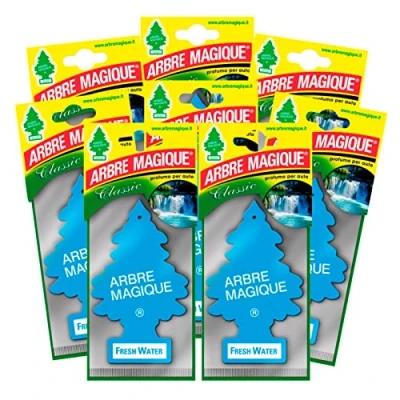 Immagine di Arbre Magique Mono, Profumatore Auto, Fragranza Fresh Water, Profumazione Fresca e Frizzante, Durata fino a 7 Settimane, Made in Italy, Confezione da 8 Pezzi
