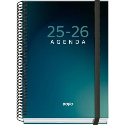 Immagine di Dohe Agenda scolastica 2025 2026 Panoramica settimanale, formato A5 (15 x 21 cm), spagnolo e inglese, da settembre a giugno, rilegatura spirale ed elastico, copertina rigida, 4 pagine adesive