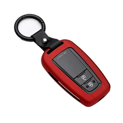 Immagine di Happyit Cover per chiave auto, in ABS e fibra di carbonio, portachiavi chiavi keyless a 2 3 4 tasti (rosso A)