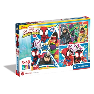Immagine di Clementoni Supercolor Marvel Spidey and His Amazing Friends 3X48 (Include 3 48 Pezzi) Bambini 4 Anni, Puzzle Cartoni Animati Made In Italy, Multicolore, 25282