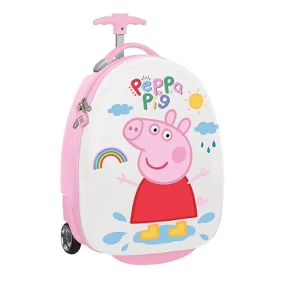 Immagine di Peppa Pig Ice Cream Trolley da cabina 16 pollici, valigia con ruote, lucchetto di sicurezza, leggera, 28 x 23 43 cm, colore: Rosa Chiaro/Verde Menta, Estándar,