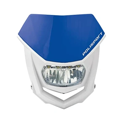 Immagine di Polisport 8667100005 Faro anteriore HALO in polipropilene con lampada LED compatibile tutti i modelli motocross/enduro colore bianco/blu