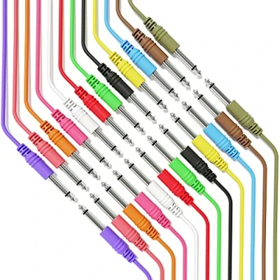 Immagine di ExcelValley 12 Pack Cavo per Chitarra Strumento Mono Patch Guida TS 6,35mm 1/4&quot; [60cm 24&quot;]