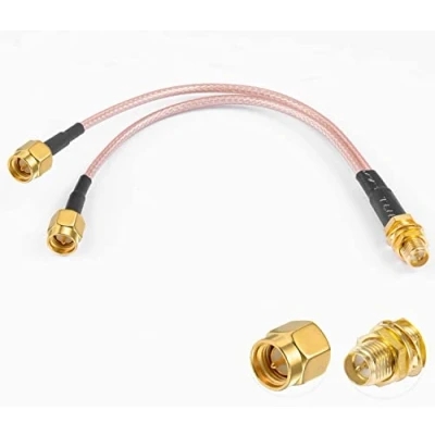 Immagine di Vecys SMA Cavo Sdoppiatore RP Femmina a Doppio Connettore Maschio Coassiale Splitter 3 vie V Type RG316 6&quot;/15CM per 2G 3G 4G LTE Antenna Router Gateway Modem MiFi Mobile Hotspot