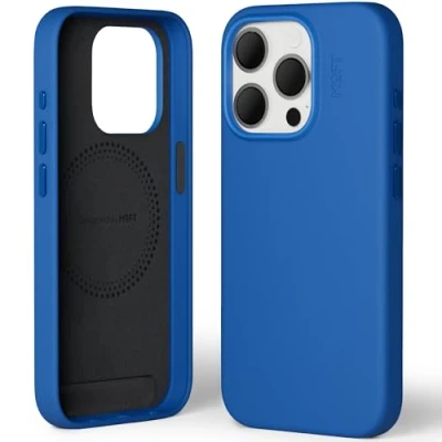 Immagine di MOFT Custodia Magnetica per iPhone 15 Pro Compatibile con MagSafe, Telefonica in Pelle Vegana MOVAS, Touch Sensation, Resistente a Graffi e Macchie, Facile da Pulire, Zaffiro