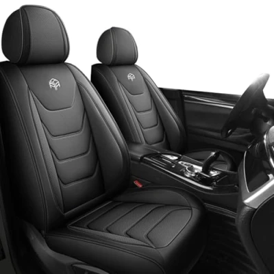 Immagine di Chifeng Set di 2 coprisedili per auto in pelle PU, adatti BMW 1 3 5 Series X1 X2 X3 X4 X5 X6 universali impermeabili (nero)