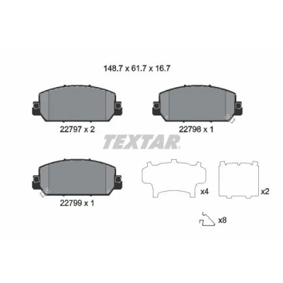 Immagine di TEXTAR 2279701 Kit pastiglie freno con segnalatore acustico usura accessori HONDA: CR V 5