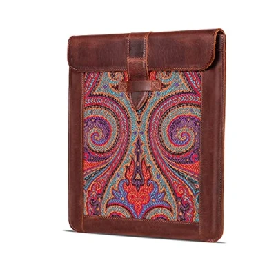 Immagine di LONDO iPad Pro 12.9 Case 2020 Custodia in vera pelle con tessuto per 2018 2020, compatibile tutti i tablet da 12&quot;, colore: Marrone