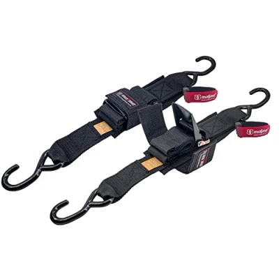 Immagine di MAGMA 2 Cinghie di Fissaggio con Fibbia e Ganci. Corde Fasce ormeggio rimorchio Moto Barca Quad ATV Lunghezza regolabile. Forza rottura: 700 Kgf/unità