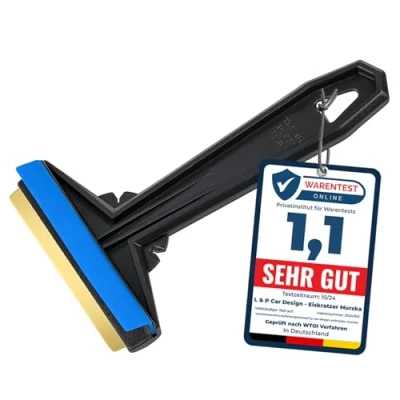 Immagine di L &amp; P Car Design L&amp;P A054 Raschietto Ghiaccio Auto Ottone Murska per gratta Molto efficiente e Rapidamente raschiaghiaccio spatola (Colore Nero Blu)
