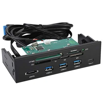 Immagine di 143 Lettore di schede Interno Pannello Anteriore del PC da 5,25 Pollici, cruscotto Multifunzione, Porta USB 3.0, Supporto M2, MSO, SD, MS, XD, 64G CF Card