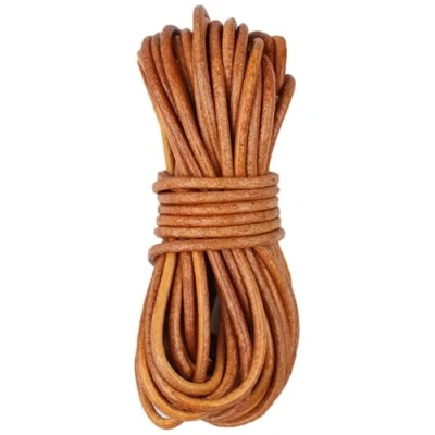 Immagine di Cordino Rotondo in Cuoio Diametro 2 mm,Lungo 5 m Cordoncino Pelle Morbida,Cordino di per Abbigliamento,Decorazioni o Progetti Artistici Marrone Giallo