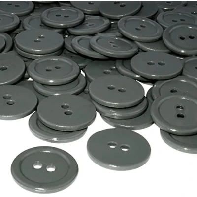 Immagine di AERZETIX C56430 Set di 50 bottoni per cucire rotondi Ø20x2.2mm con 2 fori 32L L32 colore grigio scuro in plastica diametro apertura 2mm merceria/abbigliamento/moda