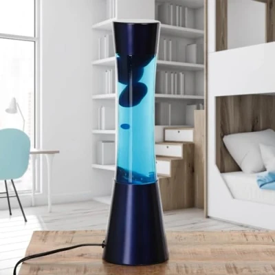 Immagine di lampada di lava blu, decorativa, retrò, idea regalo Natale, G9 30 W con interruttore a cavo, lampadina inclusa, calmante, grande