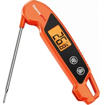 Immagine di ThermoPro TP603, termometro per carne impermeabile 0,5 C, preciso barbecue 3 secondi, reazione rapida, pieghevole, barbecue, arrosti, e bevande, nero