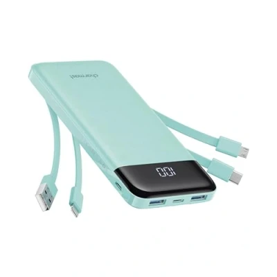 Immagine di Charmast Power Bank 10000mAh con Cavi Integrati,Caricatore Portatile USB C 5V/3A Powerbank LED Display 6 Uscite e 3 ingressi per iPhone Samsung Huawei Xiaomi (verde)