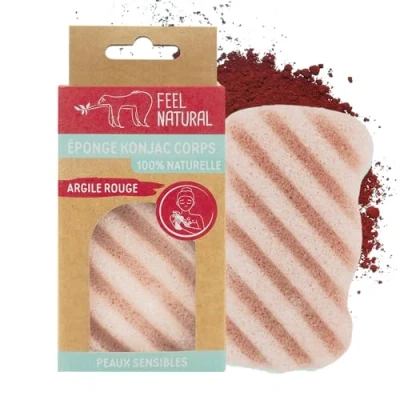Immagine di Konjac Spugna per corpo in argilla rossa, feel naturale