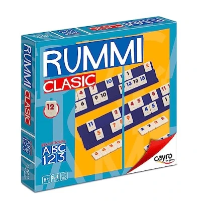 Immagine di Cayro Rummi + 8 Anni Modello Classico Giochi da Tavolo per Bambini e Adulti Gioco Divertente 106 Pezzi, 1 Borsa di Stoffa 4 Supporti 2 a Giocatori