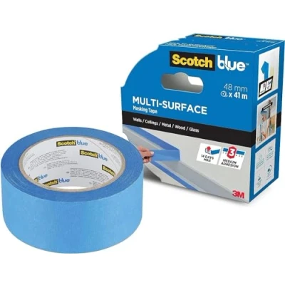 Immagine di ScotchBlue nastro coprente multi superficie, 48 mm x 41 m, 1 rotolo/confezione, adesivo blu per pittori, pittura e decorazione, interni ed esterni, aderisce bene, 70% PEFC