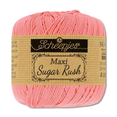 Immagine di Frida&#039;s Wollhaus Scheepjes Maxi Sugar Rush Filetto per uncinetto in cotone, 50 g, 87 colori (409 Soft Rosa)