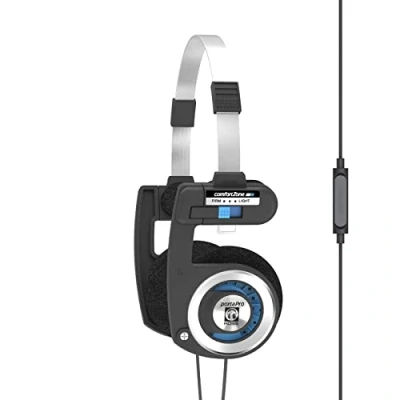 Immagine di KOSS PORTA PRO mic On Ear cuffia auricolare via cavo Nero, Argento archetto leggero, headset con microfono, limitazione del volume