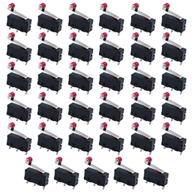 Immagine di HUAZIZ 35 Pezzi Mini Interruttore a Levetta SPDT Finecorsa con Rullo Rosso Micro 3 pin 250 V 5A 1NO 1NC