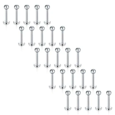 Immagine di Vcmart 25 Pezzi Piercing al Labbra Labbro Anello in Acciaio Inossidabile 16G 8mm
