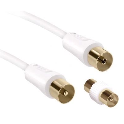 Immagine di Ekon cavo antenna TV, antenna, maschio femmina, 3 metri, 100 dB, connettori dorati, adattatore incluso, per smart decoder, digitale terrestre
