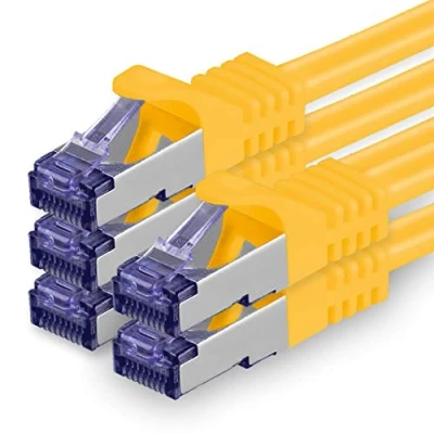 Immagine di Cat.7 Cavo di Rete 1m Giallo 5 Pezzi Ethernet LAN SFTP PIMF LSZH Spina RJ45 Cat6a 10 Gbit s