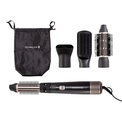 Immagine di Remington Spazzola ad Aria Calda 4 accessori: Rotonda da 38 mm e 50 mm, Bocchetta Styling, piatta 1000W, Ricci, Volume Stile liscio per capelli di media lunghezza, AS7500