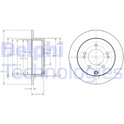 Immagine di DELPHI BG4327 Disco freno 262 10 5 pieno Oleato non trattato senza cuscinetto ruota, anello sensore ABS KIA: Soul I