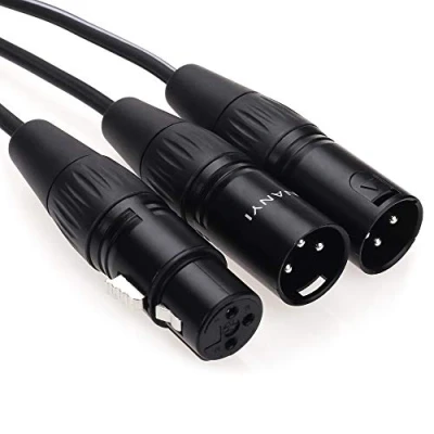 Immagine di cavo per splitter XLR,cavo microfono NANYI cavi XLR e femmina a doppio Y mic DMX con rame privo di ossigeno 0,5 metri