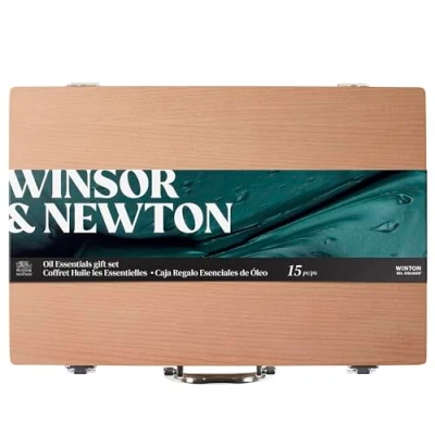 Immagine di Winsor &amp; Newton Winton Set di colori ad olio in legno, 8 tubetti da 37 ml (include liquin, sansodor, 2 pennelli, coltello, panno, Godet)