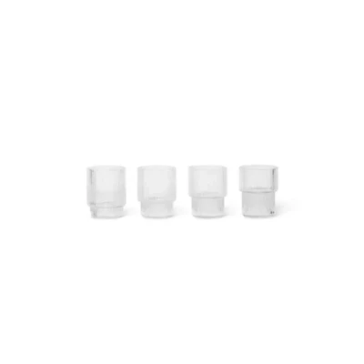 Immagine di ferm LIVING fermING Glass Ripple, trasparente, 200 ml, soffiato a bocca, set da 4