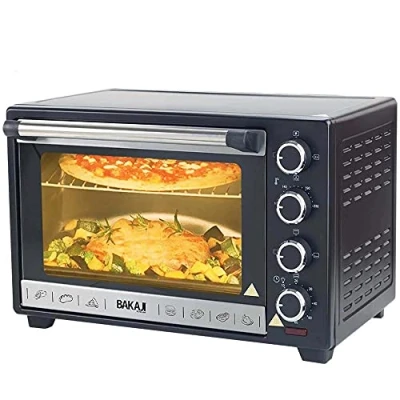 Immagine di Bakaji Forno Fornetto Elettrico Ventilato Capacità 48 litri Potenza 2000W Temperatura Regolabile fino a 230 4 Funzioni Elenti Riscaldanti in Acciaio Luce Interna Funzione Timer Girarrosto
