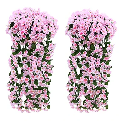 Immagine di Fycooler Glicine Artificiale Fiori Vine Ghirlanda Finto Rampicante di Seta Piante Artificiali per Nozze Arco Festa Casa Giardino Hotel Decorazione 2 Pezzi