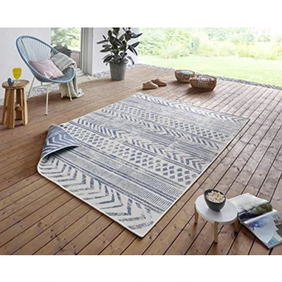 Immagine di bougari Biri Tappeto reversibile per interni ed esterni, 80 x 150 cm, colore: Blu crema