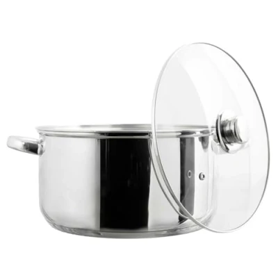 Immagine di COOK CONCEPT, KC0004, Pentola in Metallo con Coperchio Vetro, capacità 7 Litri, Compatibile Tutte Le fonti di Calore e forni, Ideale per zuppe stufati, Argento 7L