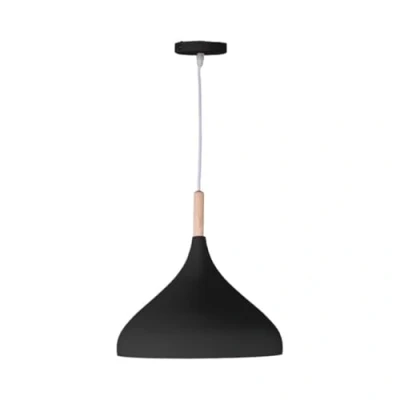 Immagine di BEL AIR HOME Lampada a sospensione Baviera 1xE 27 (lampadina non inclusa) Diametro 30 cm Metallo e Legno Altezza regolabile (nero)