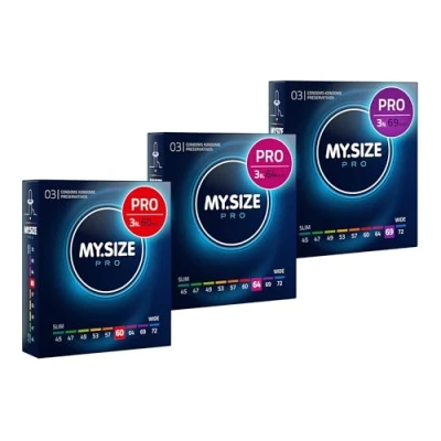 Immagine di MY.SIZE Preservativi PRO da 5, 6, 7 60, 64, 69 mm, 3 x 3, misura perfetta e dimensioni adatte a tutti