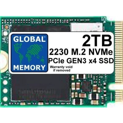 Immagine di GLOBAL MEMORY Unità SSD M.2 2230 PCIe Gen3 x4 NVMe da 2 TB per Microsoft Surface 3/4 / Pro (X, 7+, 8, 9) GO STEAM DECK