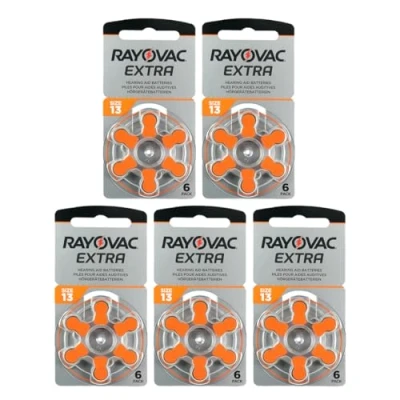 Immagine di Rayovac Extra Advanced Batterie Acustiche Zinco Aria, Formato 13 Value Pack da 30 Batterie, Arancione