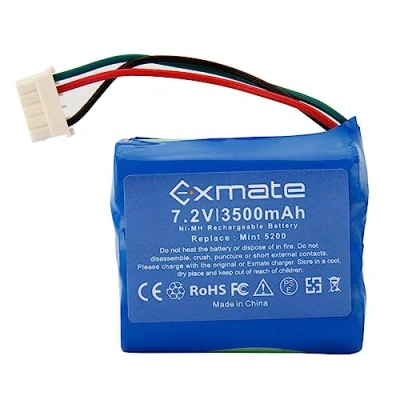 Immagine di Exmate 7,2V 3.5Ah Ni MH Batteria per iRobot Braava 380 380T 390 390T Mint Plus 5200 5200B 5200C Aspirapolvere